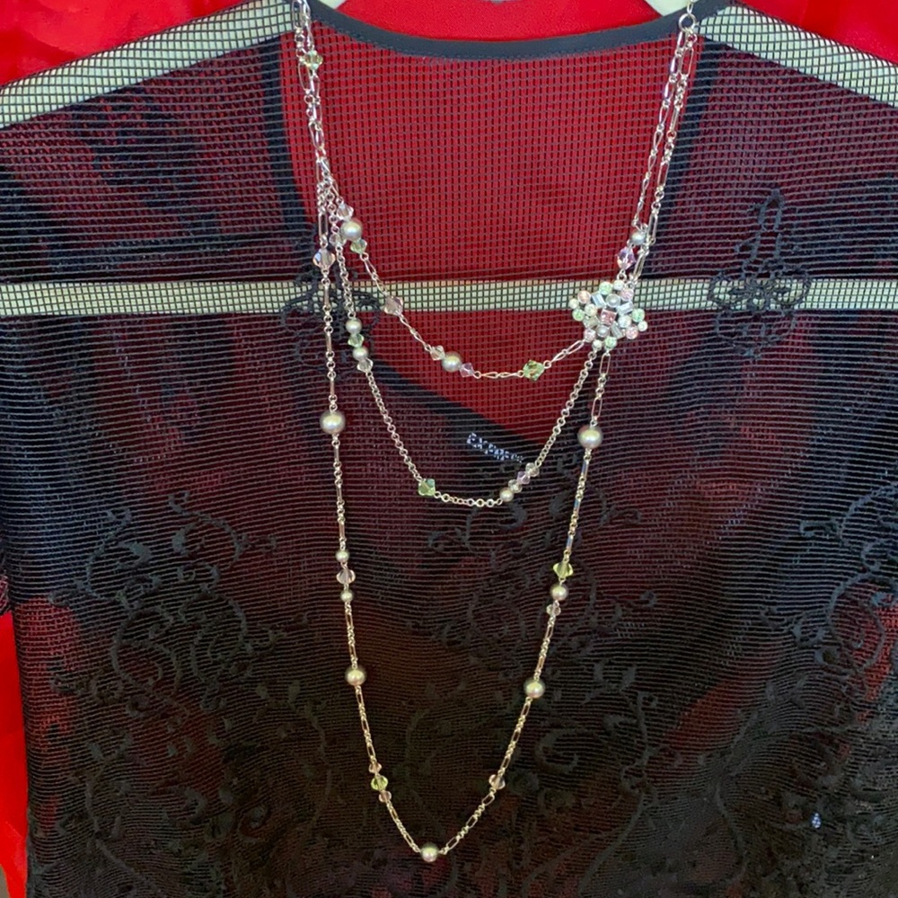Authentic Givenchy Silver & Crystal Necklace - image 1